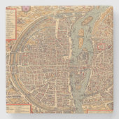 Primitieve Antiek kaart van Parijs Frankrijk Stenen Onderzetter (Voorkant)