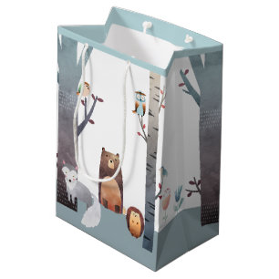 Primitieve Baby Woodland Animals bomen vogels Medium Cadeauzakje