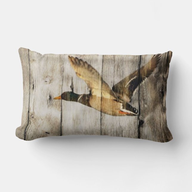 Primitieve Barn wood Western Country mallard duck Kussen (Voorkant)