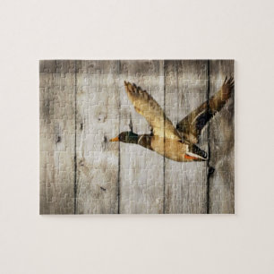 Primitieve Barn wood Western Country mallard duck Legpuzzel