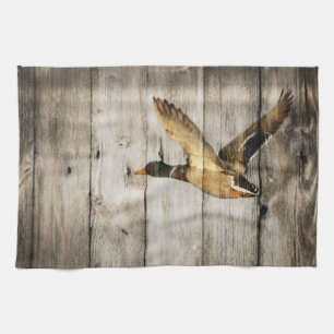 Primitieve Barn wood Western Country mallard duck Theedoek