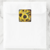 Primitieve Barn Wood Western Land Sunflower Vierkante Sticker (Tas)