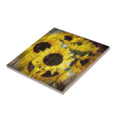 Primitieve Barn Wood - Westerne zonnebloemen Tegeltje (Zijkant)