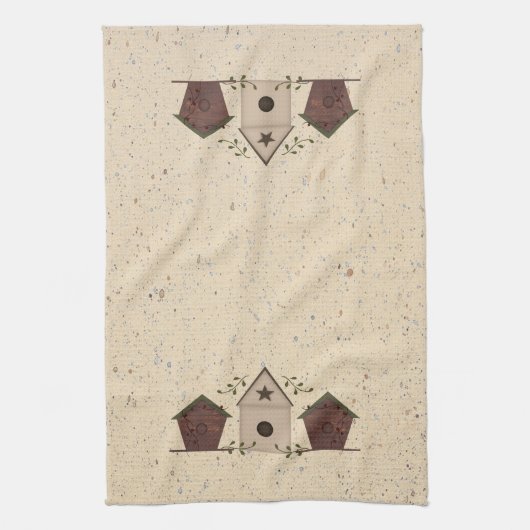 Primitieve Birdhouses Kitchen Towel Theedoek (Verticaal)