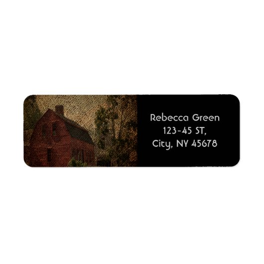 Primitieve boeiende boerenkaver rode schuur etiket (Voorkant)