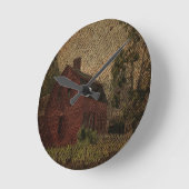 Primitieve boeiende boerenkaver rode schuur ronde klok (Hoek)