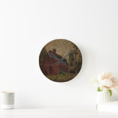 Primitieve boeiende boerenkaver rode schuur ronde klok (Huis)