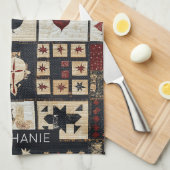 Primitieve boerderij Appliqué & geometrische Theedoek (Quarter Fold)