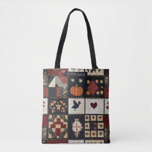 Primitieve boerderij Appliqué & geometrische Tote Bag