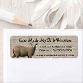 Primitieve boerderij Schapen en Burlap Adreslabel Etiket (Insitu)