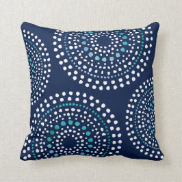 Primitieve Boho Mosaic Pattern Aqua Navy Kussen