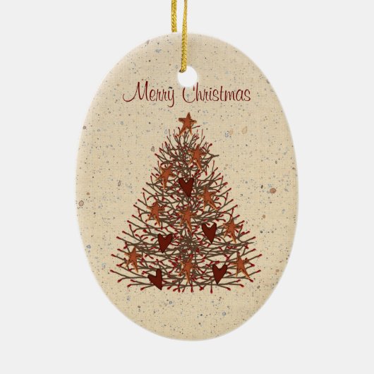 Primitieve boomversiering keramisch ornament (Achterkant)