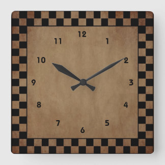 Primitieve Check Wall Clock Vierkante Klok