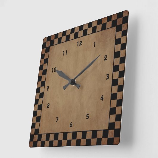 Primitieve Check Wall Clock Vierkante Klok (Hoek)