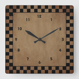 Primitieve Check Wall Clock Vierkante Klok
