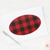 Primitieve Cottage Red buffalo Play-lumberjack Ovale Sticker (Envelop)