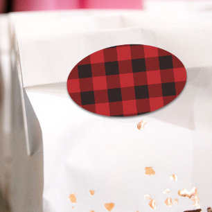 Primitieve Cottage Red buffalo Play-lumberjack Ovale Sticker