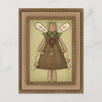 Primitieve Country Angel met Prim Stars Briefkaart