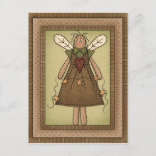 Primitieve Country Angel met Prim Stars Briefkaart