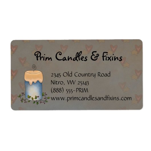 Primitieve Country Candle met bessen Label (Voorkant)