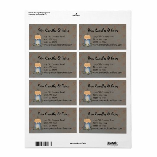 Primitieve Country Candle met bessen Label (Full Sheet)