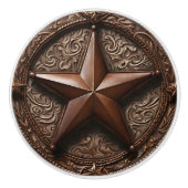 Primitieve Cowboy Brown Country Western Texas Star Keramische Knop (Voorkant)