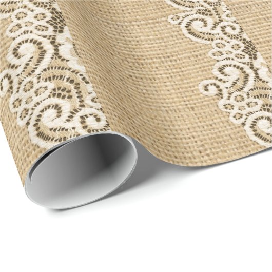 primitieve cowboy westerne land burlap en kant cadeaupapier (Rol Hoek)