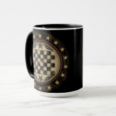 Primitieve Crow Checkerboard Coffee-Mok Mok (Voorkant links)