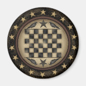 Primitieve Crow Checkerboard koelkastmagneet Magneet (Voorkant)