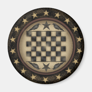 Primitieve Crow Checkerboard koelkastmagneet Magneet