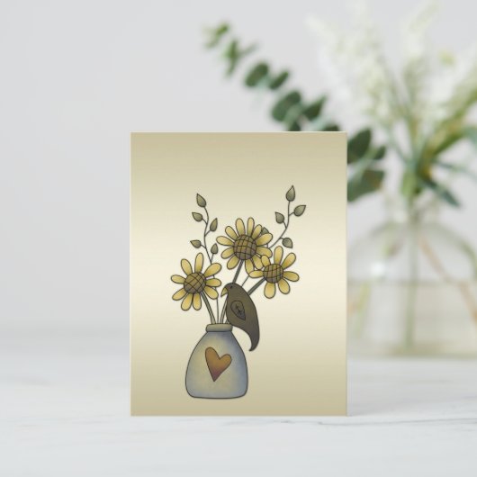 Primitieve Crows-zonnebloemen Briefkaart (Staand voorkant)