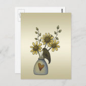 Primitieve Crows-zonnebloemen Briefkaart (Voorkant / Achterkant)