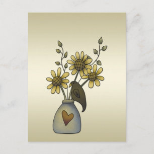 Primitieve Crows-zonnebloemen Briefkaart