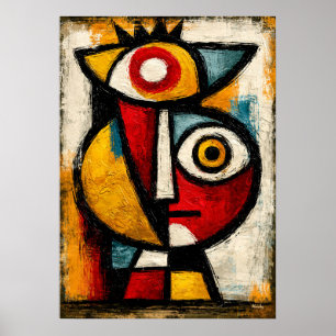 Primitieve Cubistische Bewaker Krachtig Abstract G Poster