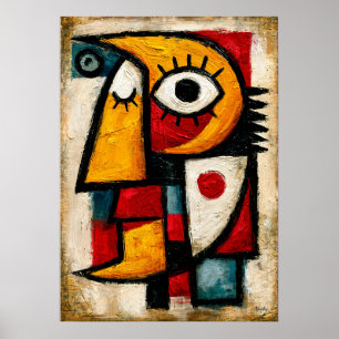 Primitieve Cubistische Dromer Stout Abstract Geome Poster