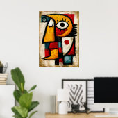 Primitieve Cubistische Dromer Stout Abstract Geome Poster (Thuiskantoor)