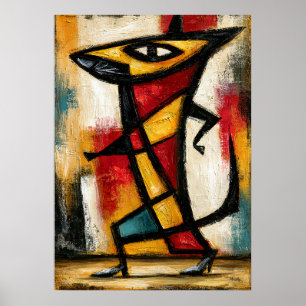 Primitieve Cubistische Grappenmaker Vet Abstract G Poster