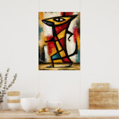 Primitieve Cubistische Grappenmaker Vet Abstract G Poster (Keuken)