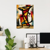 Primitieve Cubistische Grappenmaker Vet Abstract G Poster (Thuiskantoor)