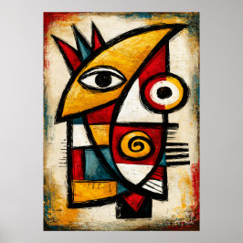 Primitieve Cubistische Masker Krachtige Abstracte Poster