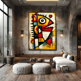 Primitieve Cubistische Wezens Krachtige Abstracte Poster