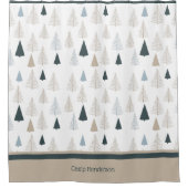 Primitieve dennen op wit douchegordijn (Voorkant)