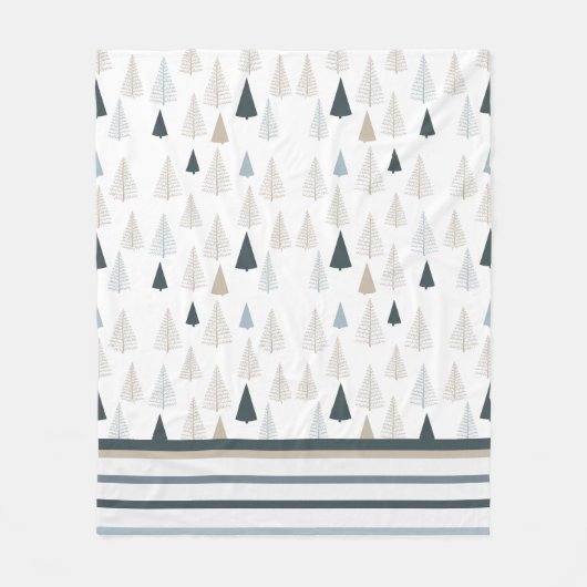 Primitieve dennen op wit fleece deken (Voorkant)