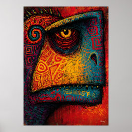 Primitieve dinosaurusgeest abstract expressionisme poster