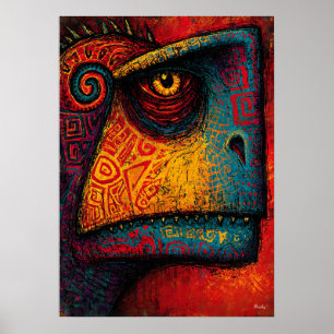 Primitieve dinosaurusgeest abstract expressionisme poster