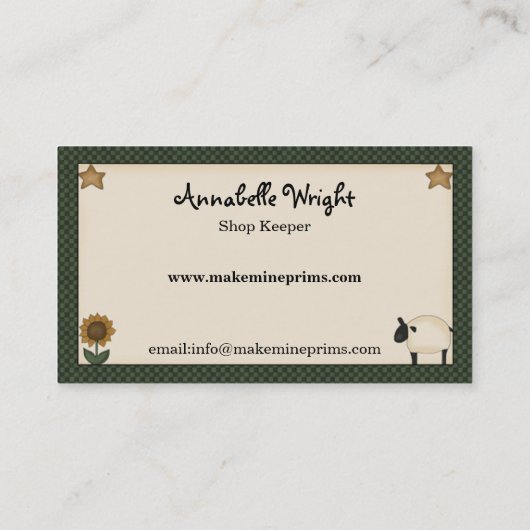 Primitieve Doll met Gold Star Visitekaartje (Achterkant)