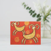 Primitieve ethnic Big Horn Sheep Briefkaart (Staand voorkant)