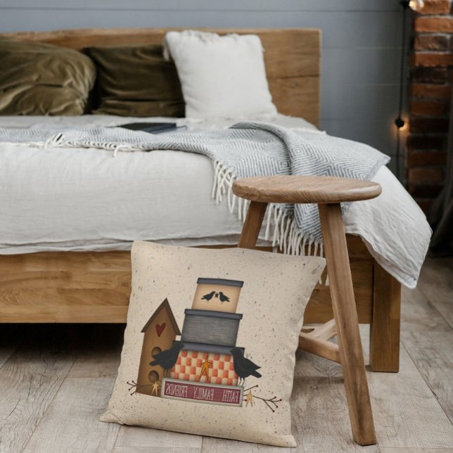 Primitieve familie-vrienden van Faith Pillow Kussen (Creator heeft geüpload)