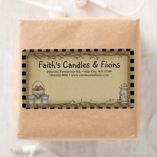 Primitieve Fixins reustic Kraft Shipping Label (Insitu)