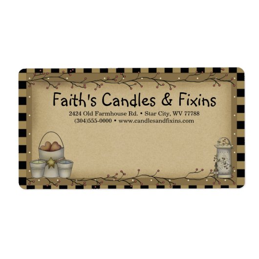 Primitieve Fixins reustic Kraft Shipping Label (Voorkant)